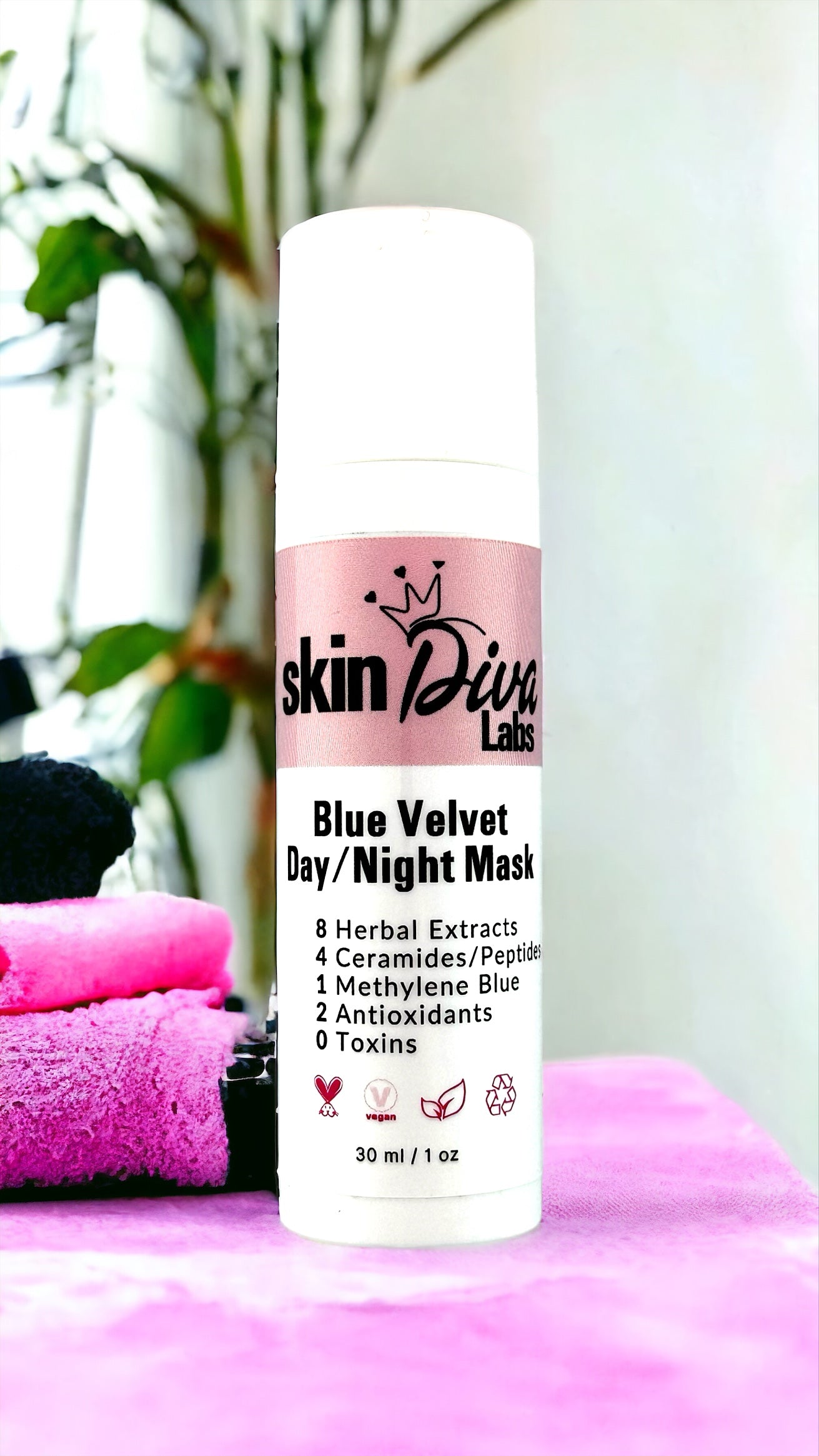 Blue Velvet Day/Night Mask by Skin Diva Labs - Vegan, Hyaluronic, Peptide Mask