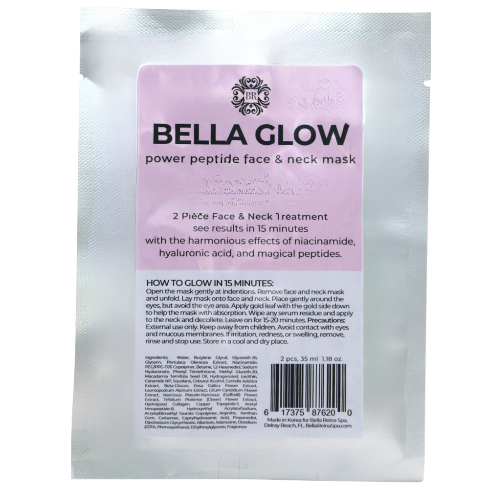 Bella Reina Power Peptide Niaciniamide Glow Face & Neck Mask | Spa Beauty Products
